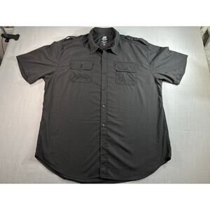 Ecko Unltd Button Front Shirt Mens 2XL Black Short Sleeve Utility Pockets